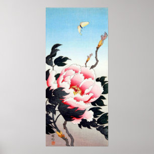 Pôster 牡丹に蝶, peônia do 古邨 & borboleta, Koson