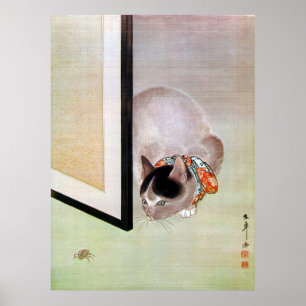 Poster 猫と蜘蛛, gato do 東皐 e aranha, Tōkō