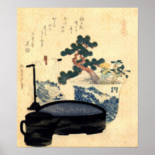 Poster 盆栽, bonsai do 北斎, Hokusai, Ukiyo-e