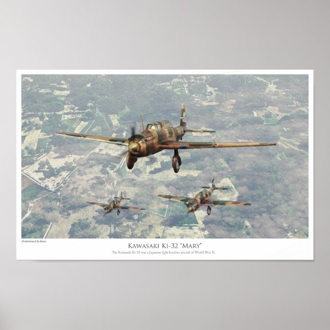 Pôster 航 空 術 ポ ス ター "芸Ki-32川崎3300000000000000000000000000 (Frente)