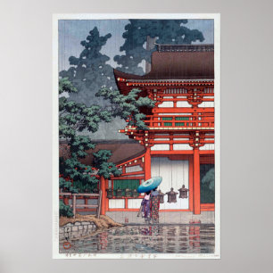Pôster 雨の春日大社, santuário de Kasuga do 川瀬