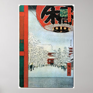 Pôster 雪の浅草, neve do 広重 em Asakusa, Hiroshige
