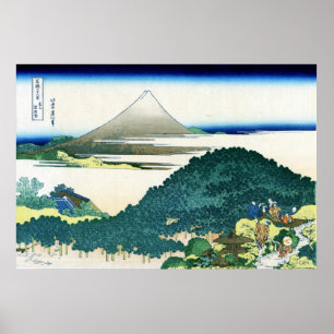 Poster 青山円座松, opinião Monte Fuji do 北斎 de