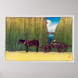 Poster 駒形河岸, terraplenagem de Komagata, Hasui Kaw