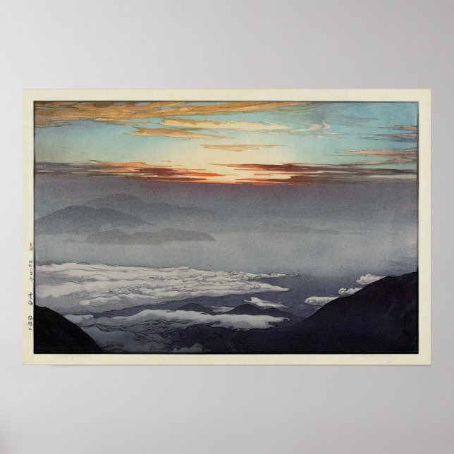 Pôster 鳳 凰 山, Monte Hōō, Hiroshi Yoshida, Woodcut (Frente)