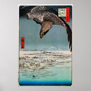 Pôster 鷲と雪景色, 広重 Eagle e cena da neve, Hiro