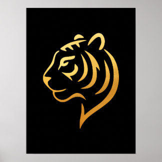 Poster 黄金の虎 Gold Tiger – Japanese Minimalist Art
