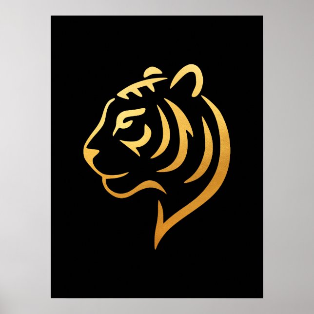 Poster 黄金の虎 Gold Tiger – Japanese Minimalist Art (Frente)
