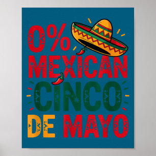 Poster 0% mexicano cinco de mayo festa chapéu engraçado 