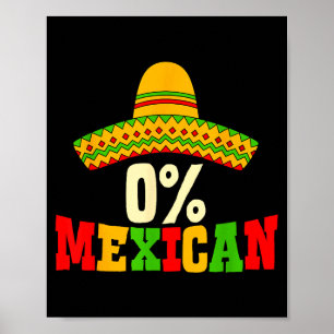 Poster 0% mexicano cinco de mayo festa chapéu engraçado h