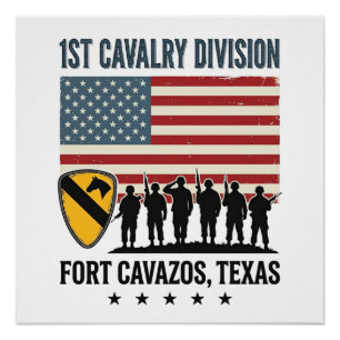 Pôster 1ª Divisão de Cavalaria Fort Hood Camisa Militar V