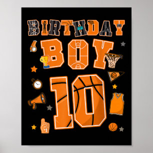 Poster 10º Aniversário, 10 anos, Festa de Basquete, 10 an
