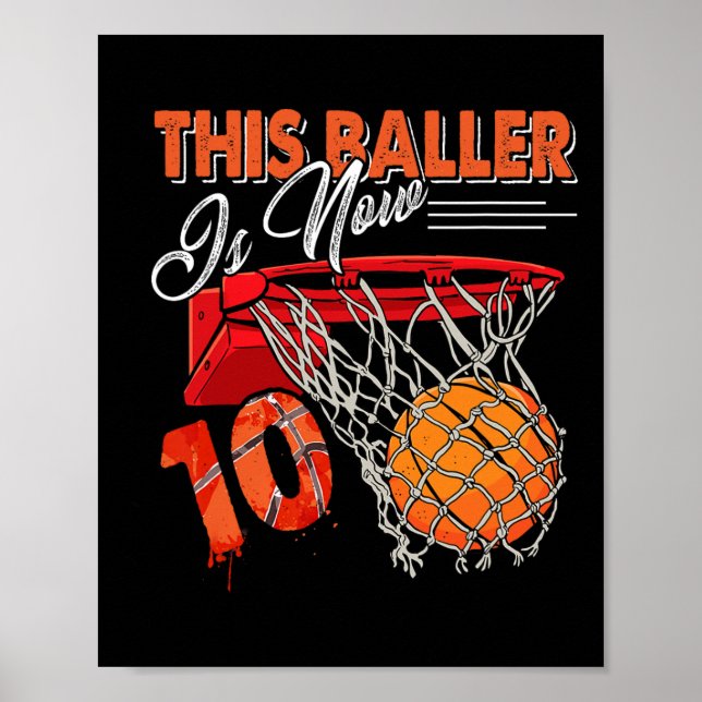 Poster 10º Aniversário de Basquete Diversão 10 Anos Crian (Frente)