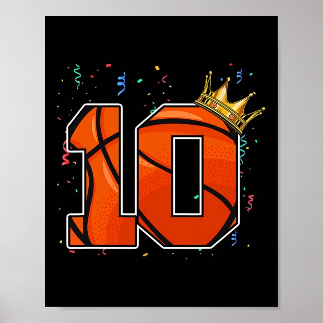 Poster 10º Aniversário de Basquete Grande Número 10 Anos (Frente)