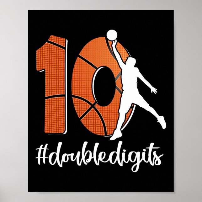 Poster 10º Aniversário Dígitos Duplos Dez Basquete Para M (Frente)