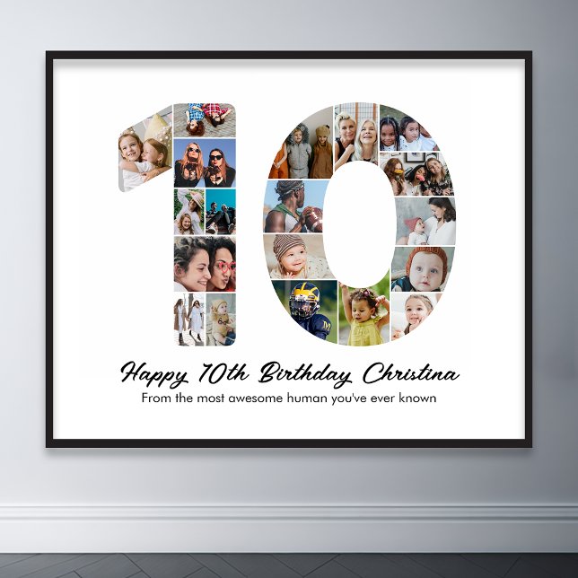 Poster 10º Aniversário Número 10 Foto Colagem (10th birthday number 10 photo collage poster wall art)