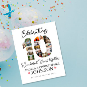 Poster 10º Sinal de Colagem de Fotos do Aniversário de Ca