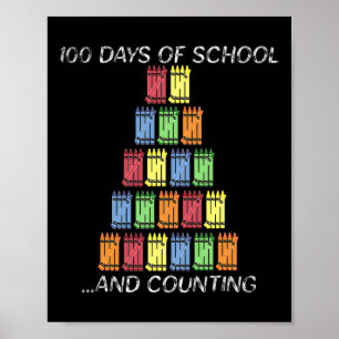 Poster 100º Dia 100 Dias De Crayons Escolares