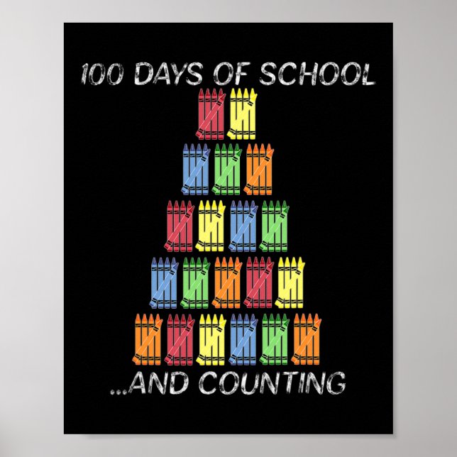 Poster 100º Dia 100 Dias De Crayons Escolares (Frente)