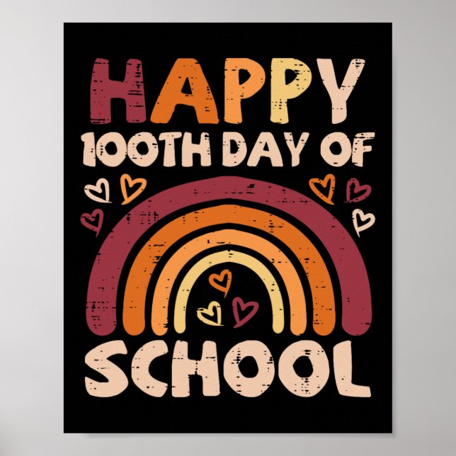 Poster 100º Dia Da Escola Arco-Íris Negro 100 Dias Profes (Frente)