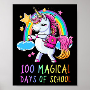 Poster 100º Dia da Escola Unicórnio 100 Dias Mágicos Rain
