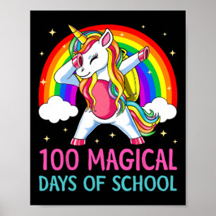 Poster 100º Dia da Escola Unicórnio 100 Dias Mágicos Rain