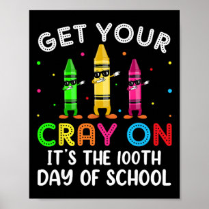 Poster 100º Dia De Aula Pegue Seu Lápis De Cor Engraçado