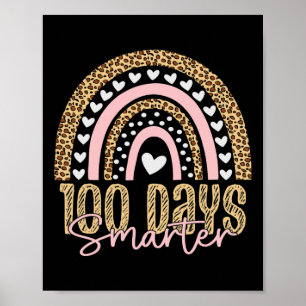 Poster 100º Dia De Aula Professor 100 Dias Arco-íris Leop