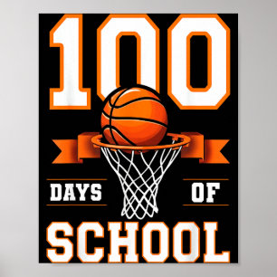 Poster 100º Dia De Basquete Escolar Crianças 100 Dias De
