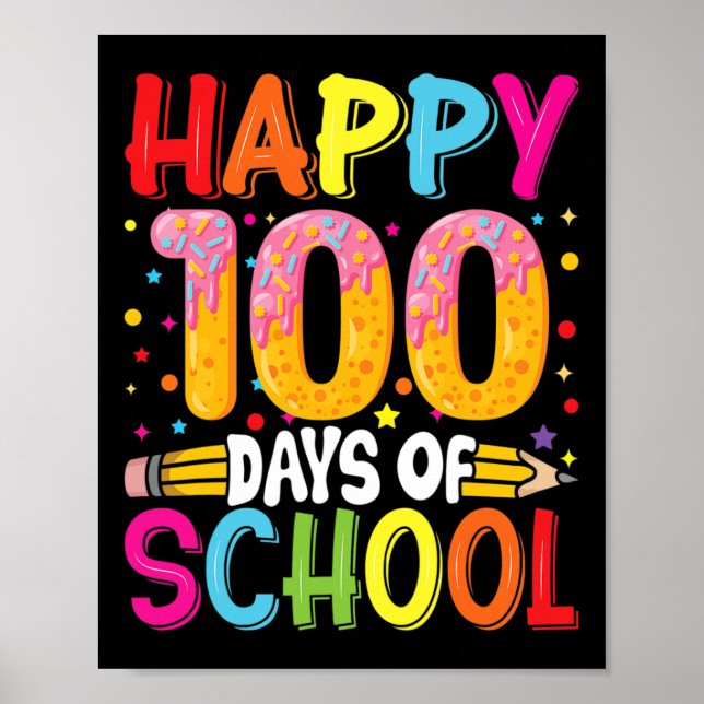 Poster 100º Dia De Professores Crianças Criança Feliz 100 (Frente)
