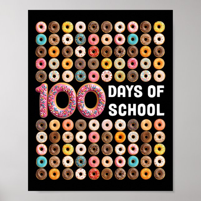 Poster 100º Dia De Professores Crianças De 100 Dias Rosqu (Frente)