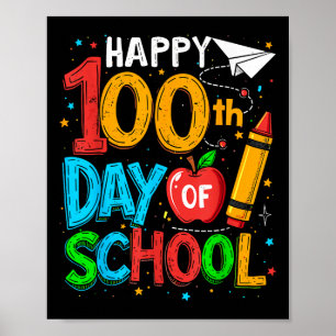 Poster 100º Dia de Professores Crianças Felizes 100 Dias