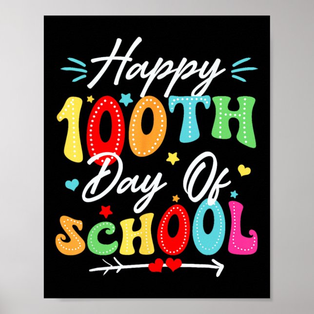 Poster 100º Dia de Professores Crianças Meninas Feliz (Frente)