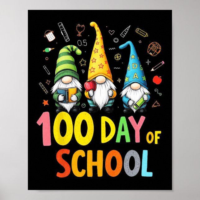Poster 100º Dia De Professores De Diversão De Gnomo E Est (Frente)