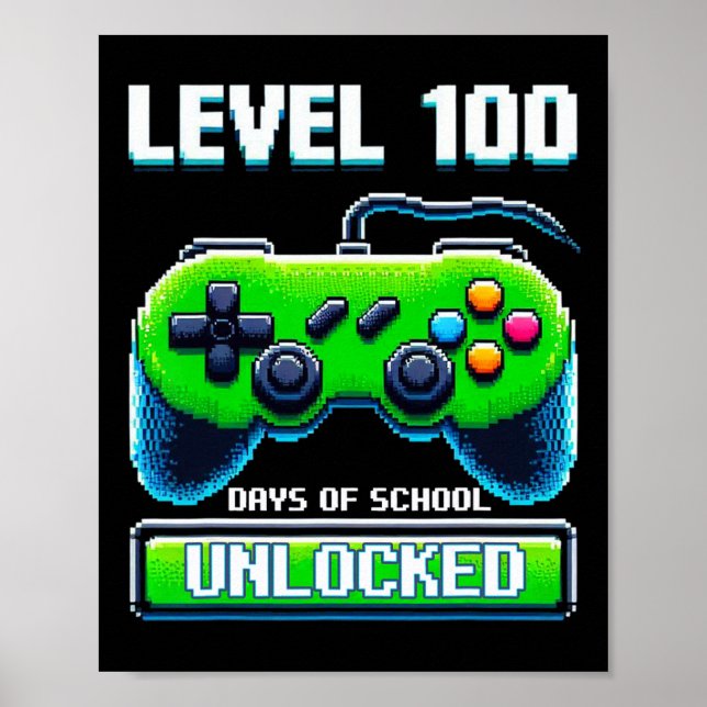 Poster 100º Dia de Videos games Escolares Jovens Jogador (Frente)