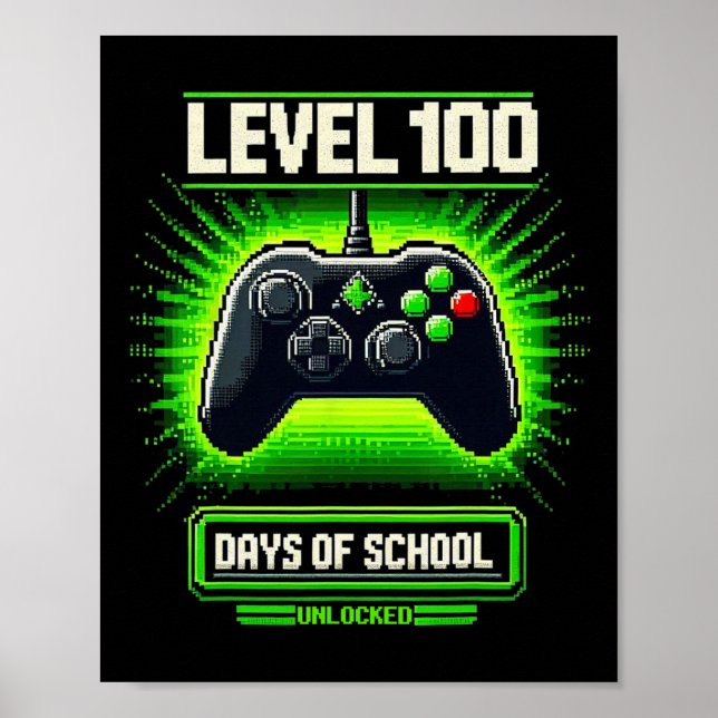 Poster 100º Dia de Videos games Escolares Jovens Jogador  (Frente)