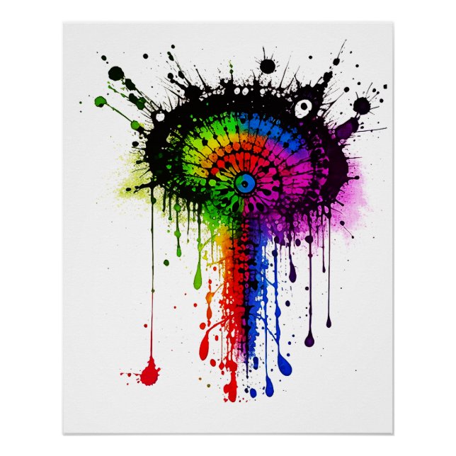 Pôster 1005 Groovy Rainbow Inkblot (Frente)