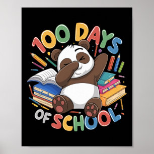 Poster 100.º Dia Da Escola Panda Dabbing Crew Kids Teache