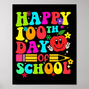 Poster 100.º Dia Da Escola Retro 100 Dias De Estudante De
