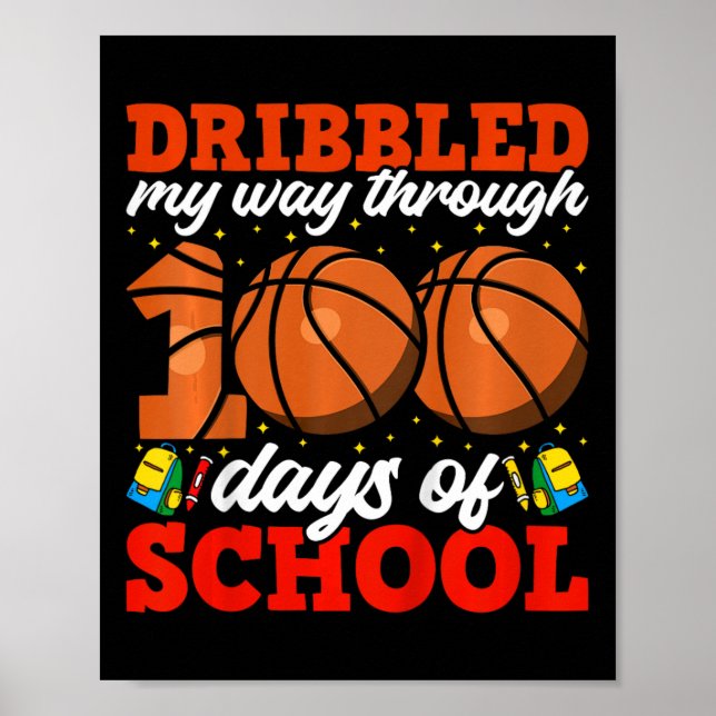Poster 100.º Dia De Meninos Escolares Que Basquete 100 Di (Frente)