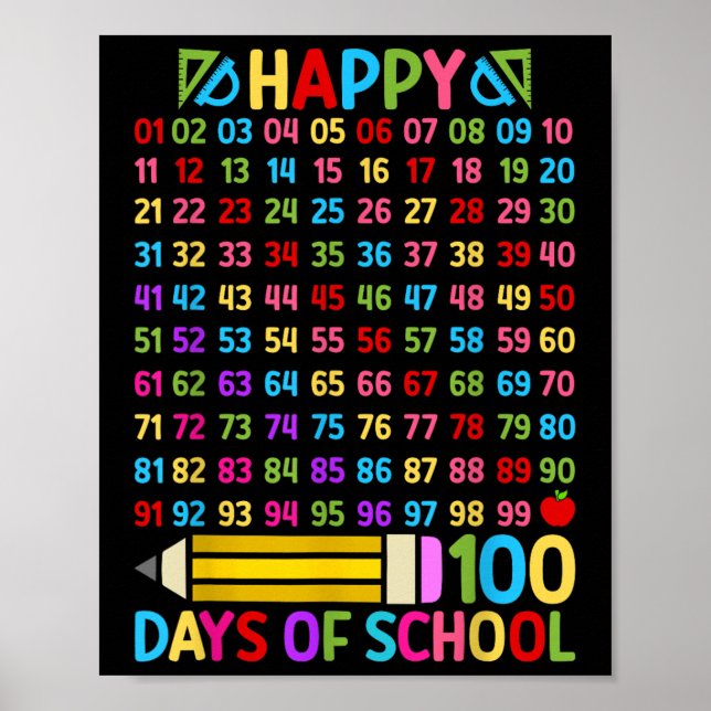 Poster 100.º Dia de Professores Escolares 100 Dias Número (Frente)