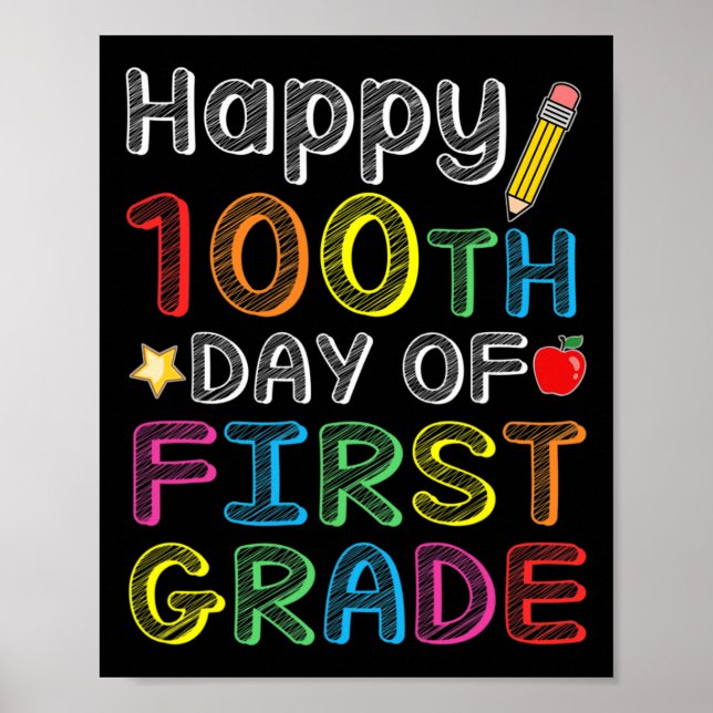 Poster 100.º Dia do Primeiro Grau - 100 Dias De Presente  (Frente)