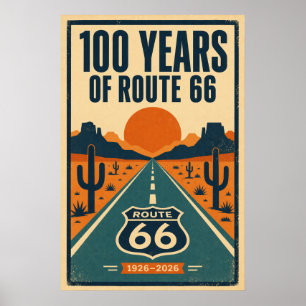Poster 100 Anos de Route 66 Centenário Litografia