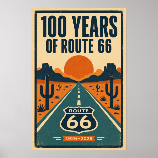 Poster 100 Anos de Route 66 Centenário Litografia (Frente)