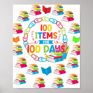 Poster 100 artigos para 100 dias 100 dia de camisa escola