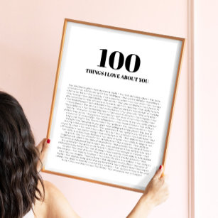 Poster 100 Coisas Que Eu Amo Sobre Você Minimalista Moder