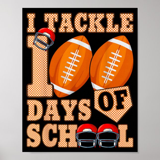 Poster 100 Days Of School Boys 100th Day Of School Footba (Frente)