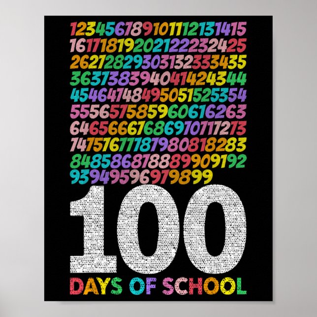 Poster 100 Days Of School Boys Girls Kids Math Teacher Ki (Frente)