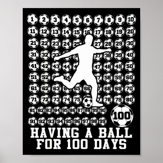Poster 100 Days Of School Boys Soccer 100th Day Of School (Frente)