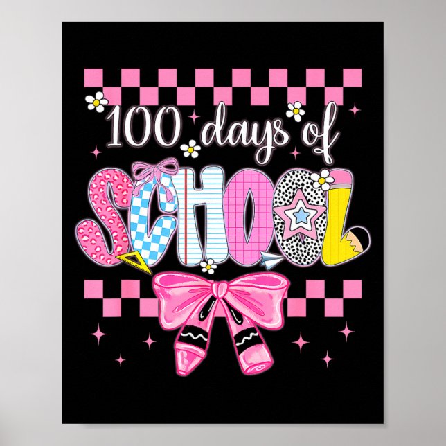 Poster 100 Days Of School Fun Milestone Clroom Kids  (Frente)